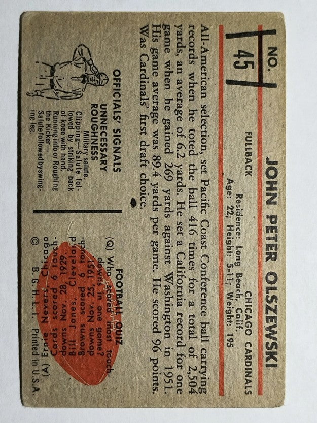1953 Bowman #45 John Olszewski SP RC (GOOD)