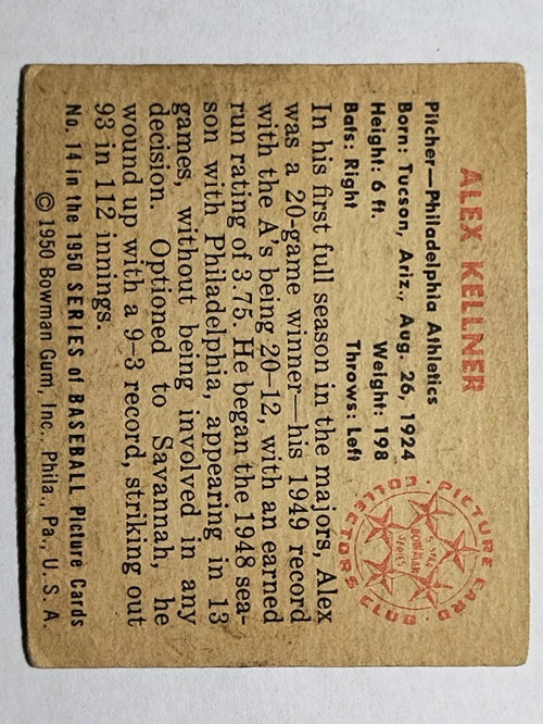 1950 Bowman #14 Alex Kellner (VGEX)