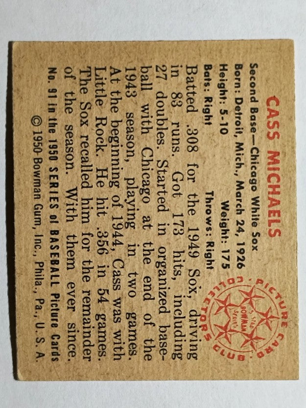 1950 Bowman #91 Cass Michaels (EX)