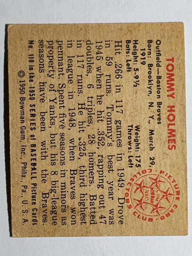 1950 Bowman #110 Tommy Holmes (EX)