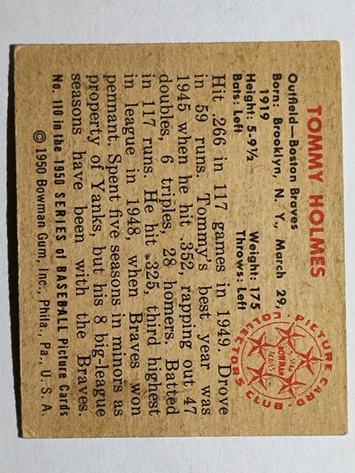 1950 Bowman #110 Tommy Holmes (EX)