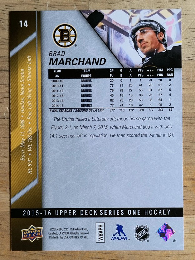 2015-16 Upper Deck #14 Brad Marchand