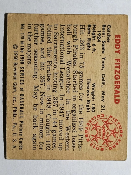 1950 Bowman #178 Ed Fitzgerald (VGEX)