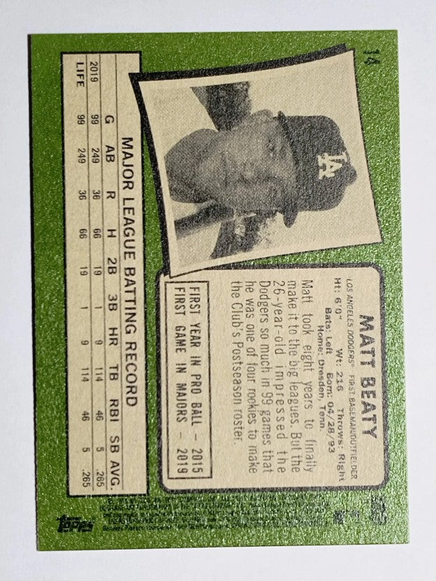 2020 Topps Heritage #14 Matt Beaty