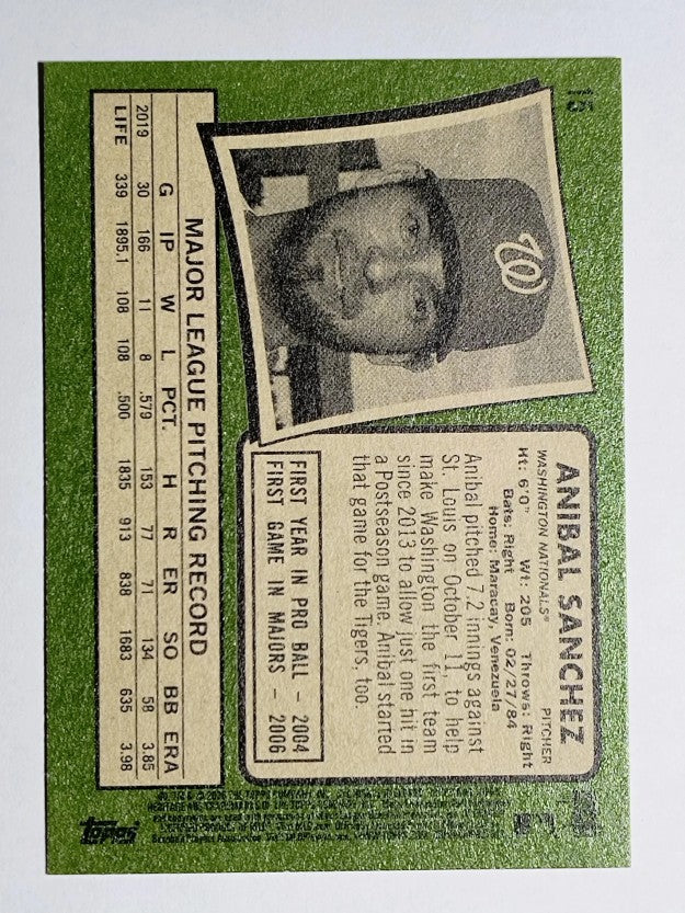 2020 Topps Heritage #15 Anibal Sanchez