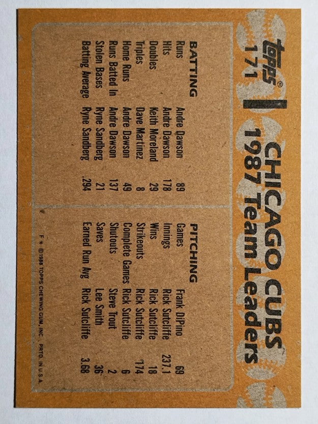 1988 Topps #171 Shawon Dunston/Manny Trillo TL