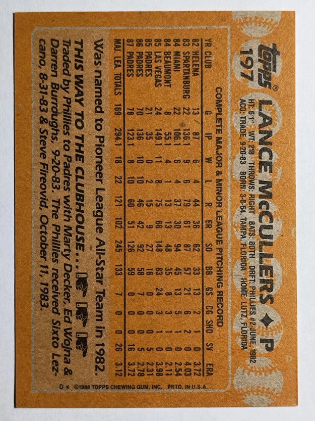 1988 Topps #197 Lance McCullers