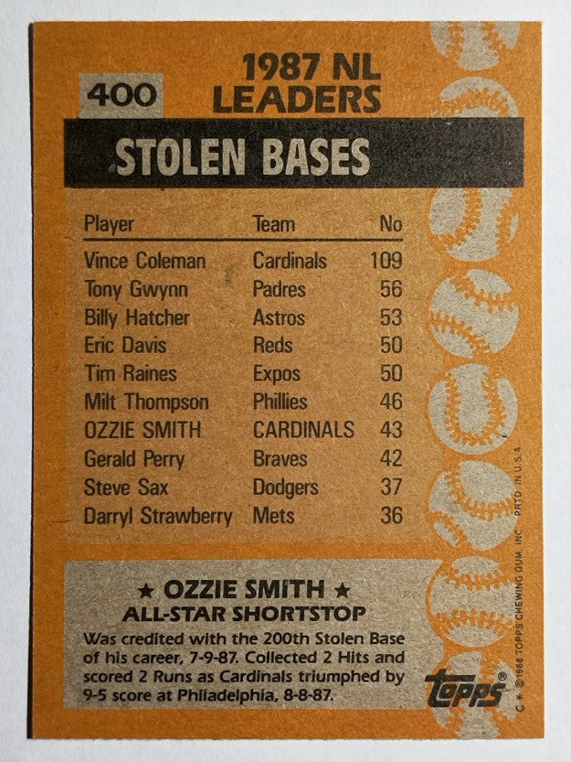 1988 Topps #400 Ozzie Smith AS