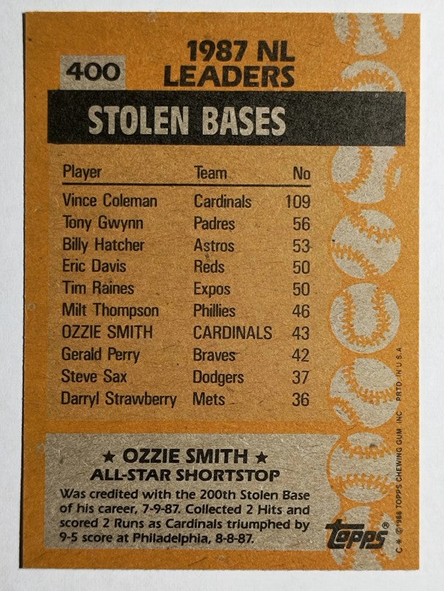 1988 Topps #400 Ozzie Smith AS