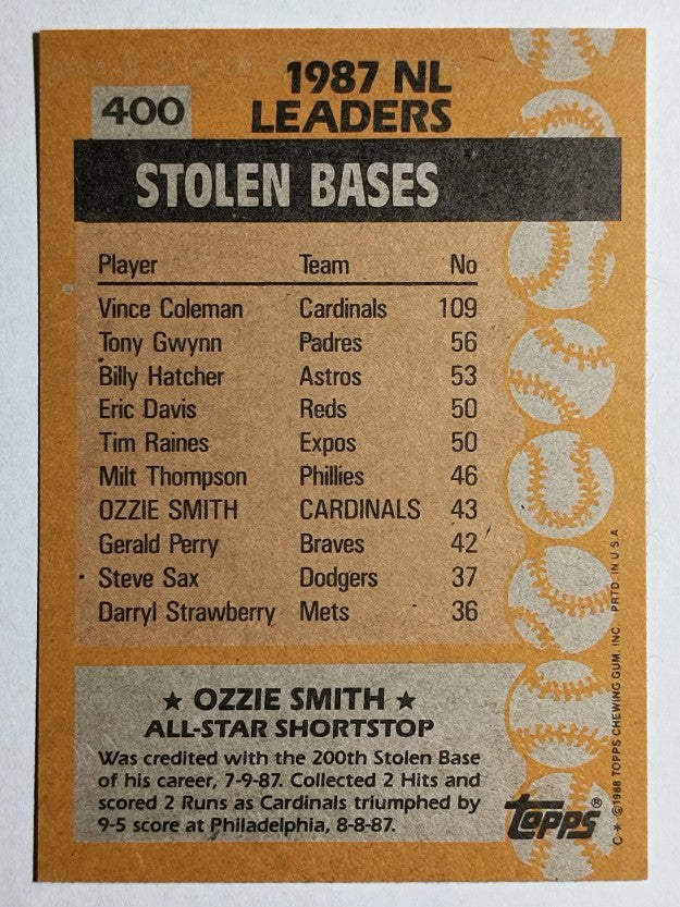 1988 Topps #400 Ozzie Smith AS