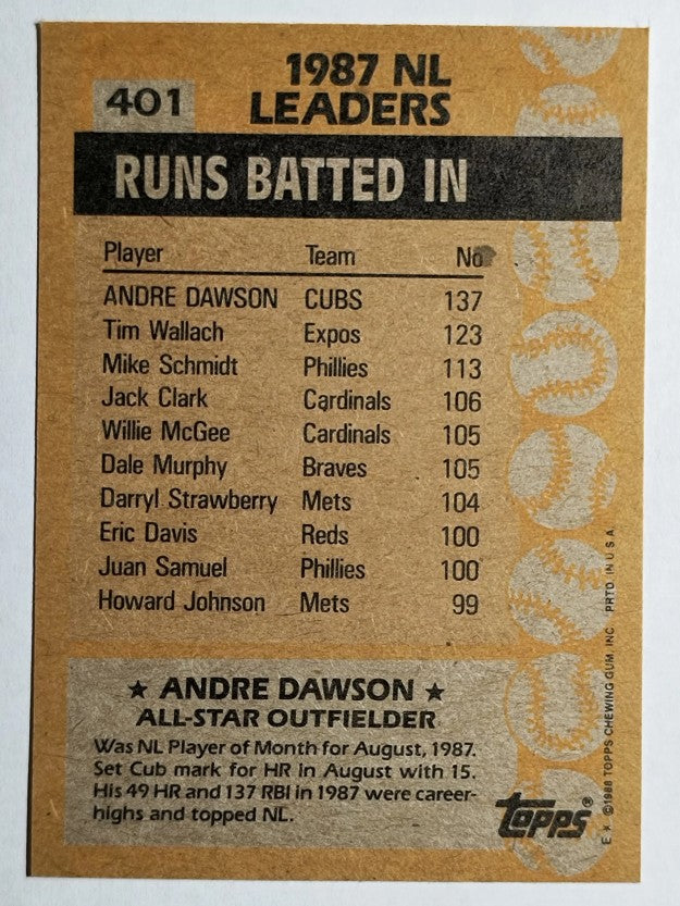1988 Topps #401 Andre Dawson AS