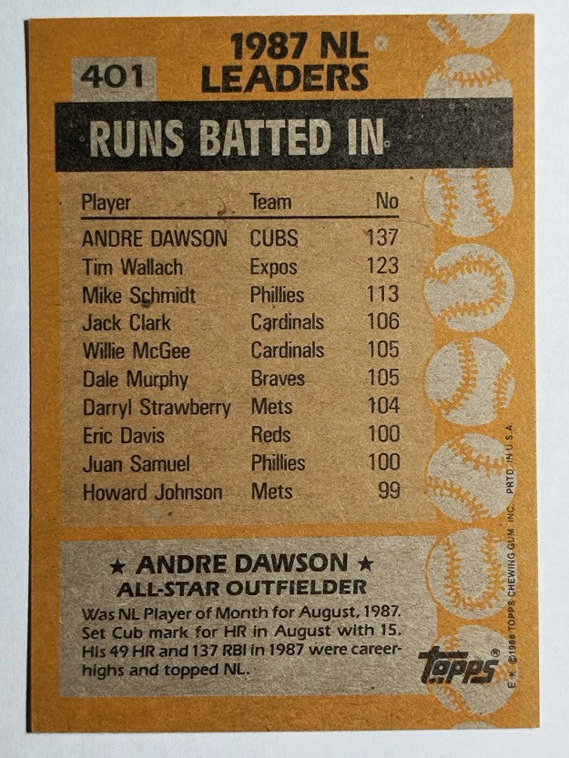 1988 Topps #401 Andre Dawson AS