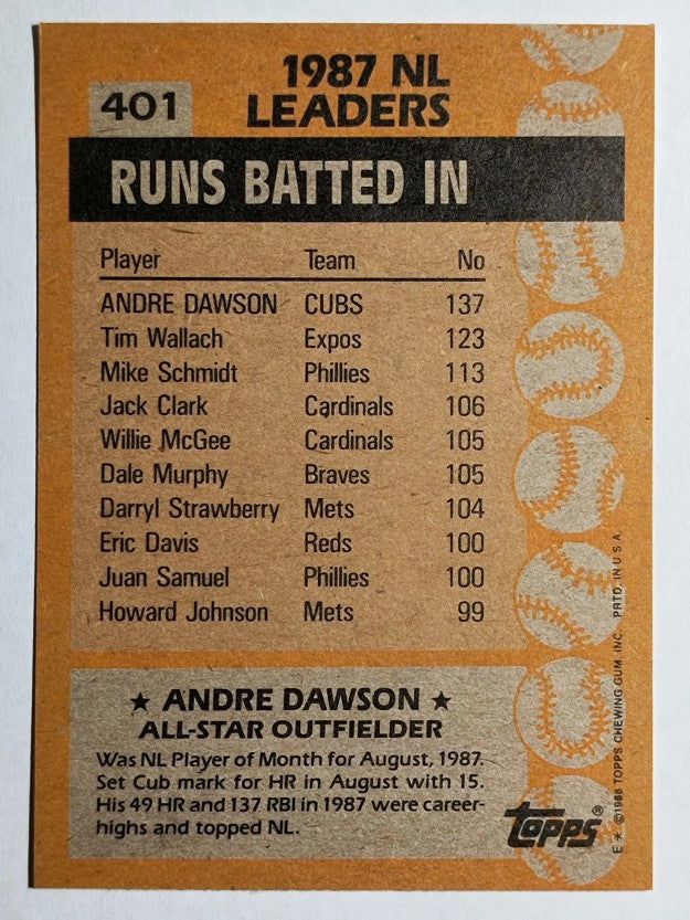 1988 Topps #401 Andre Dawson AS