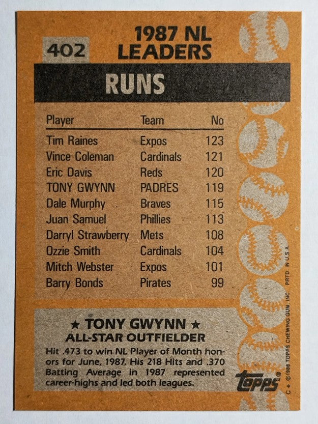 1988 Topps #402 Tony Gwynn AS