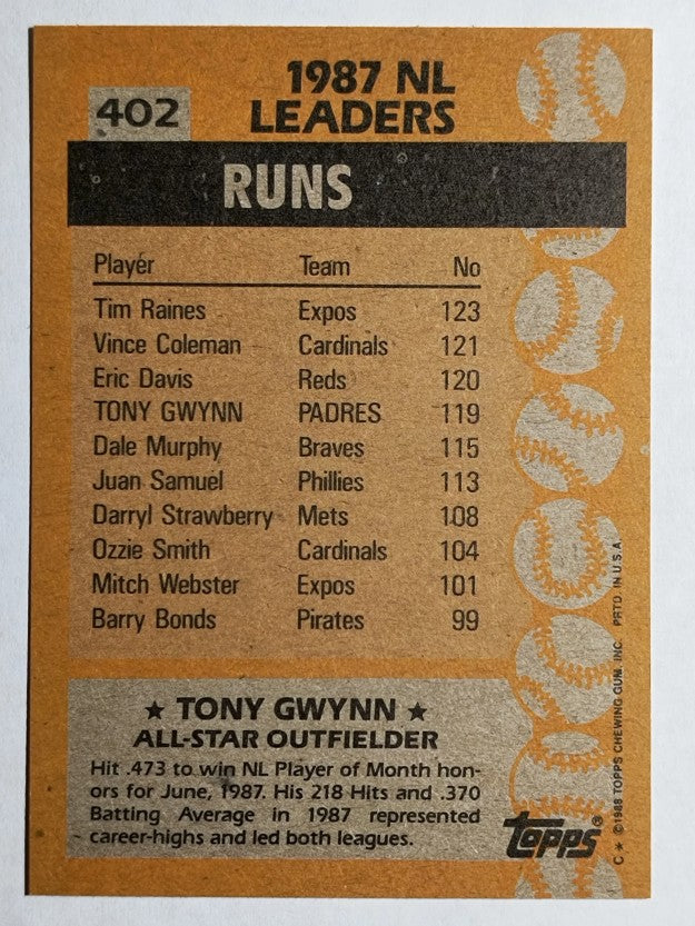 1988 Topps #402 Tony Gwynn AS