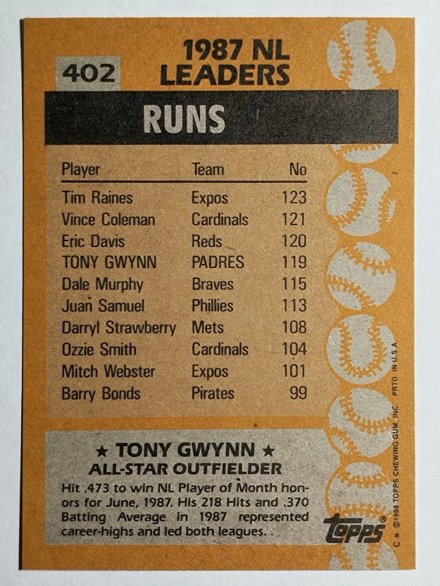 1988 Topps #402 Tony Gwynn AS