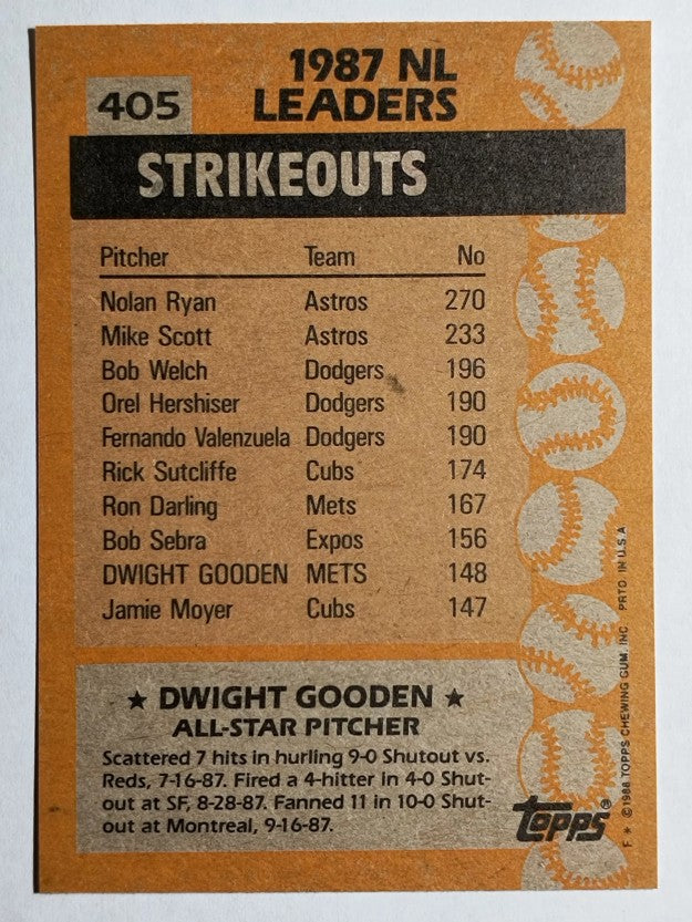 1988 Topps #405 Dwight Gooden AS