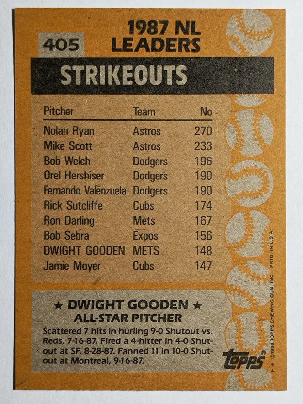 1988 Topps #405 Dwight Gooden AS