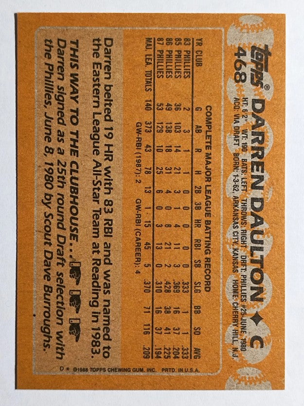 1988 Topps #468 Darren Daulton