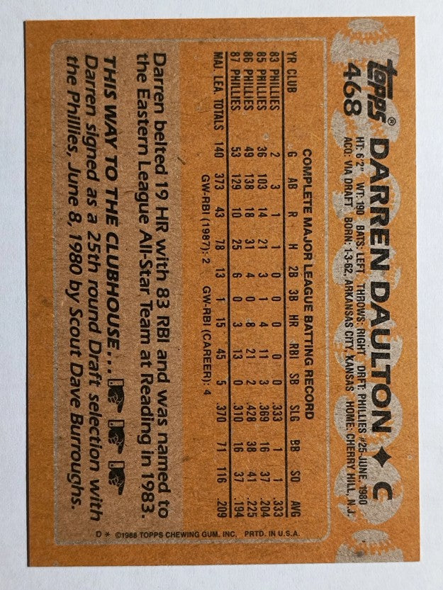 1988 Topps #468 Darren Daulton