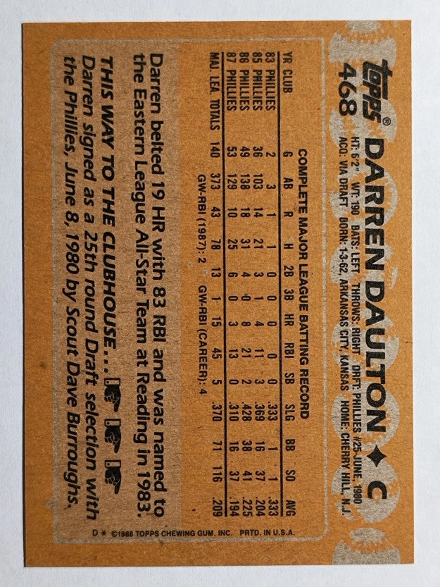 1988 Topps #468 Darren Daulton