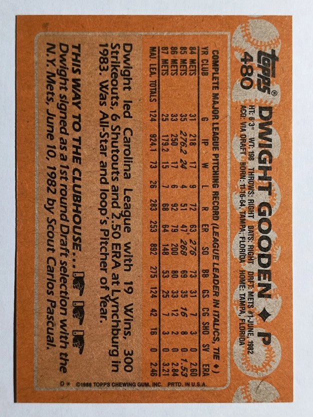 1988 Topps #480 Dwight Gooden