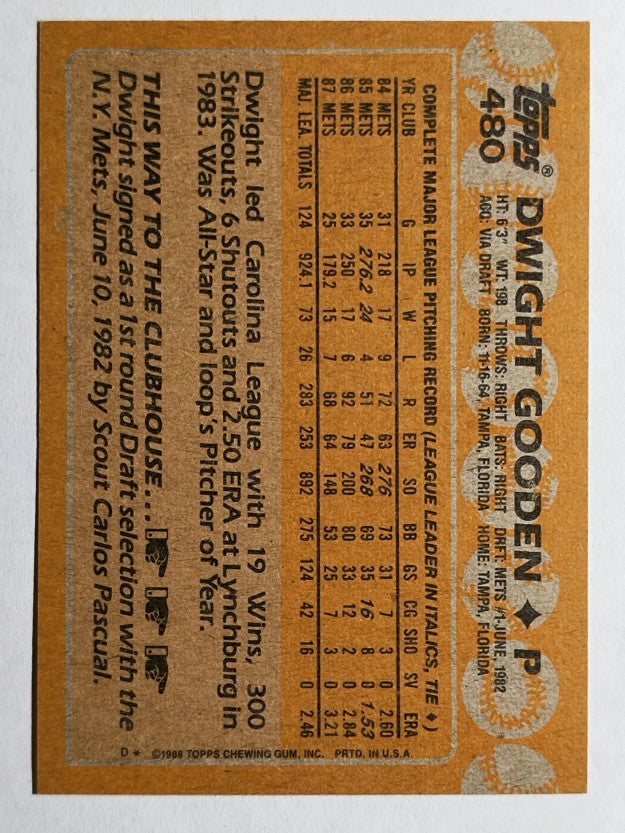1988 Topps #480 Dwight Gooden