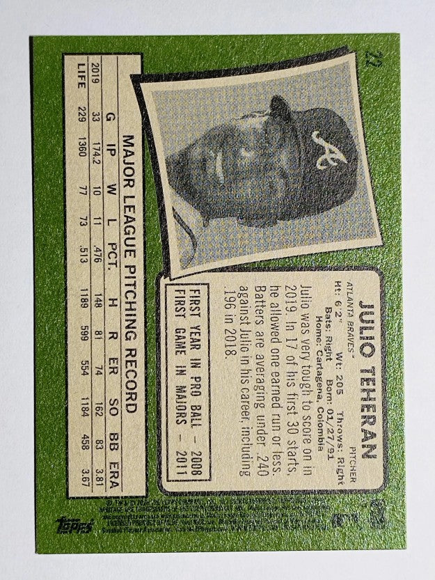 2020 Topps Heritage #22 Julio Teheran
