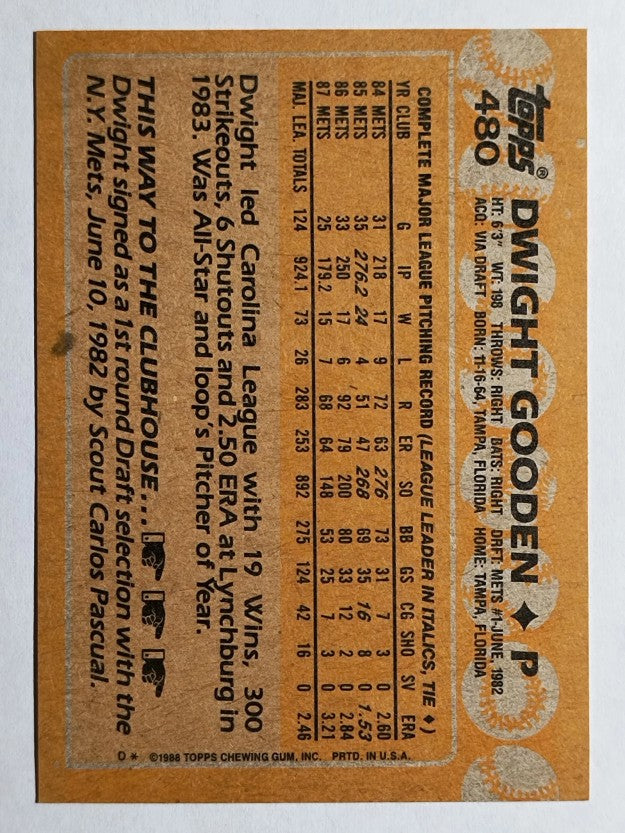 1988 Topps #480 Dwight Gooden