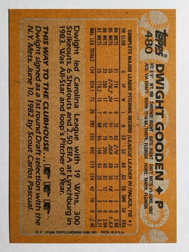1988 Topps #480 Dwight Gooden