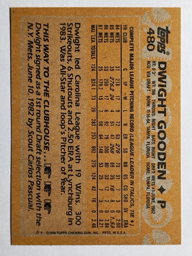 1988 Topps #480 Dwight Gooden