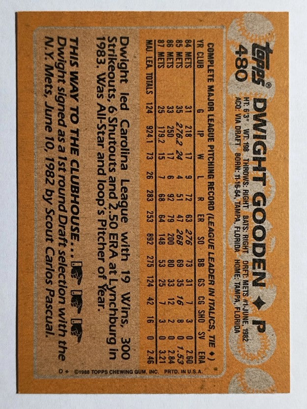 1988 Topps #480 Dwight Gooden