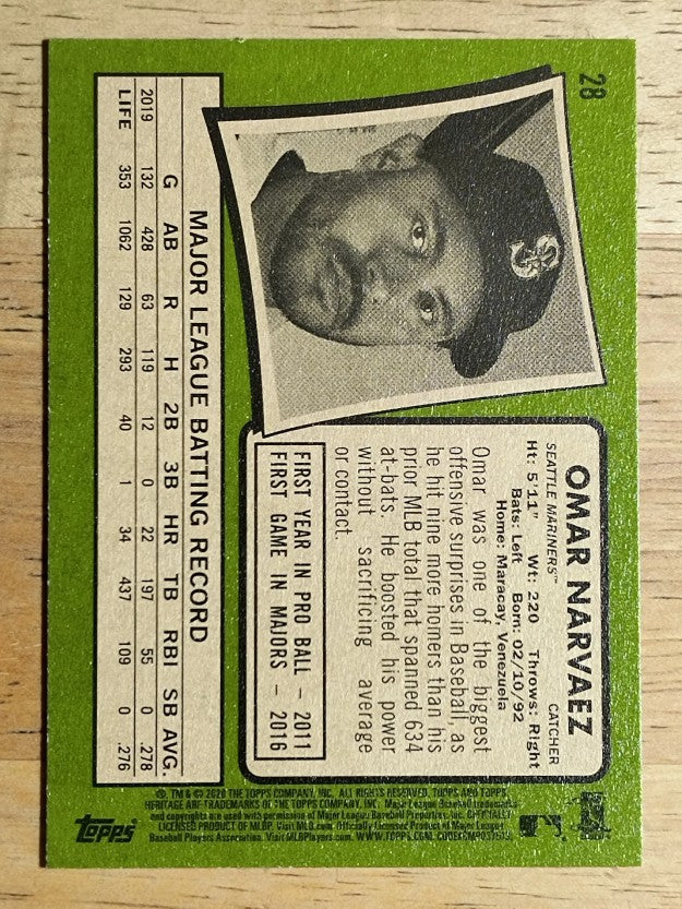 2020 Topps Heritage #28 Omar Narvaez