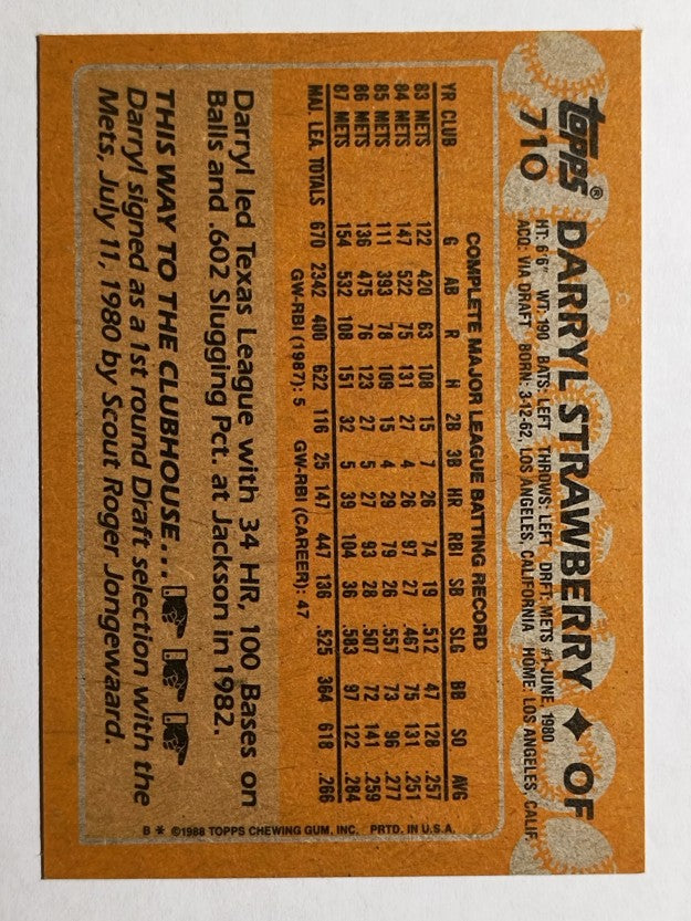 1988 Topps #710 Darryl Strawberry