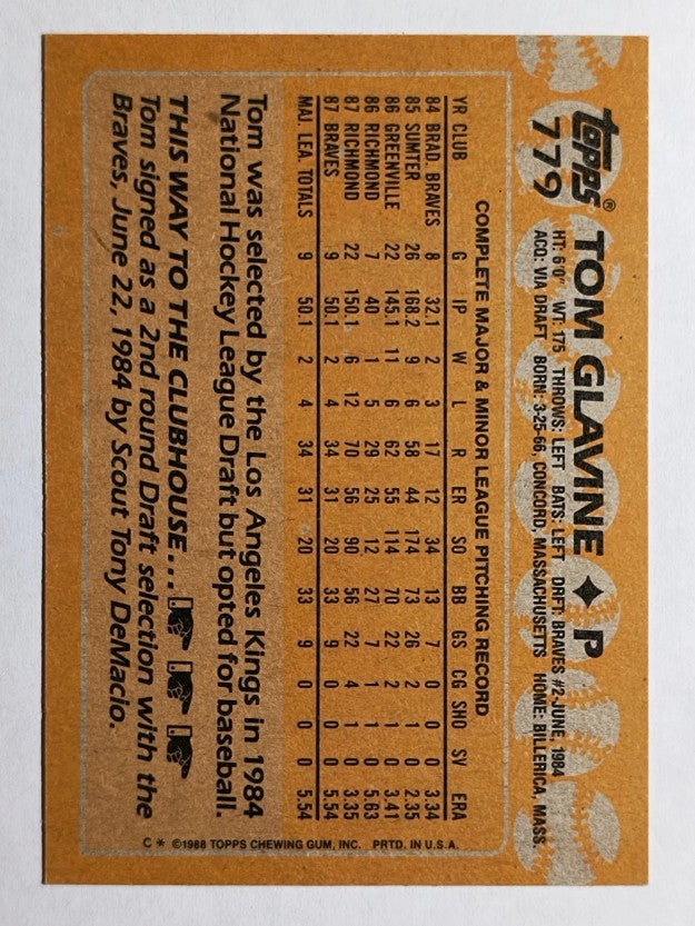 1988 Topps #779 Tom Glavine RC (NM)