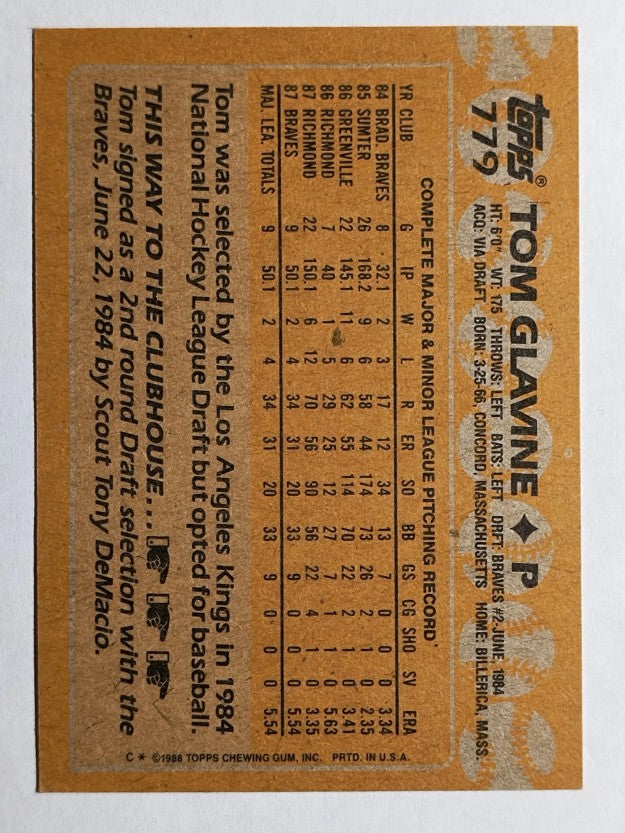1988 Topps #779 Tom Glavine RC (NM)