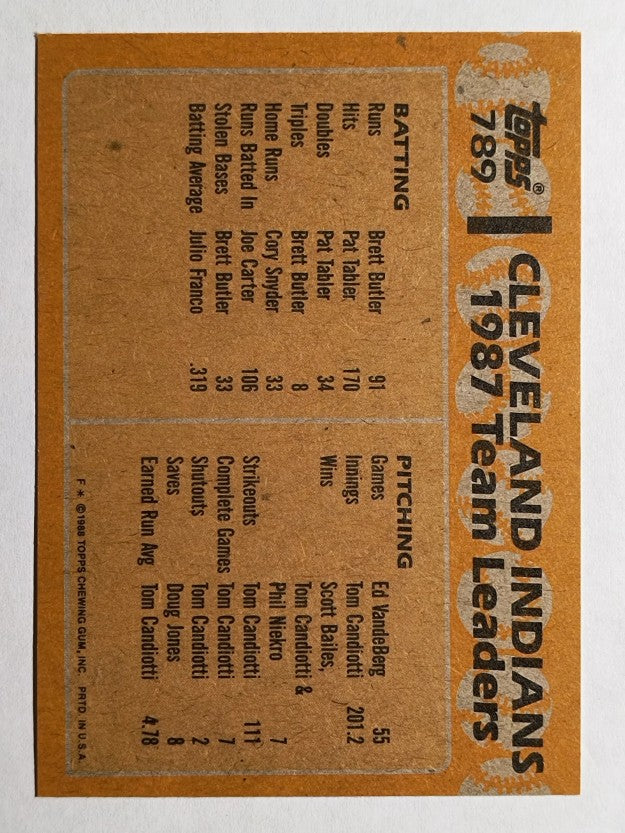 1988 Topps #789 Joe Carter/Cory Snyder TL