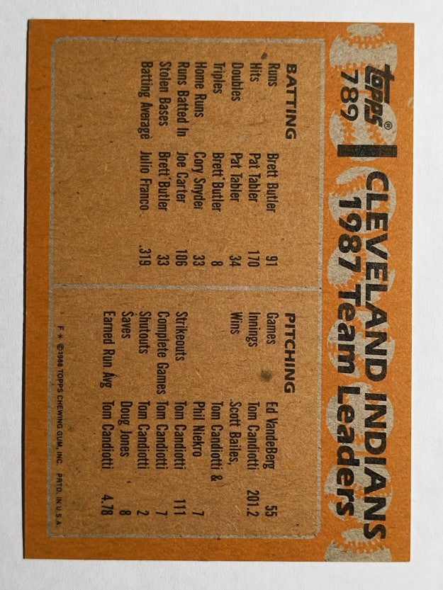 1988 Topps #789 Joe Carter/Cory Snyder TL
