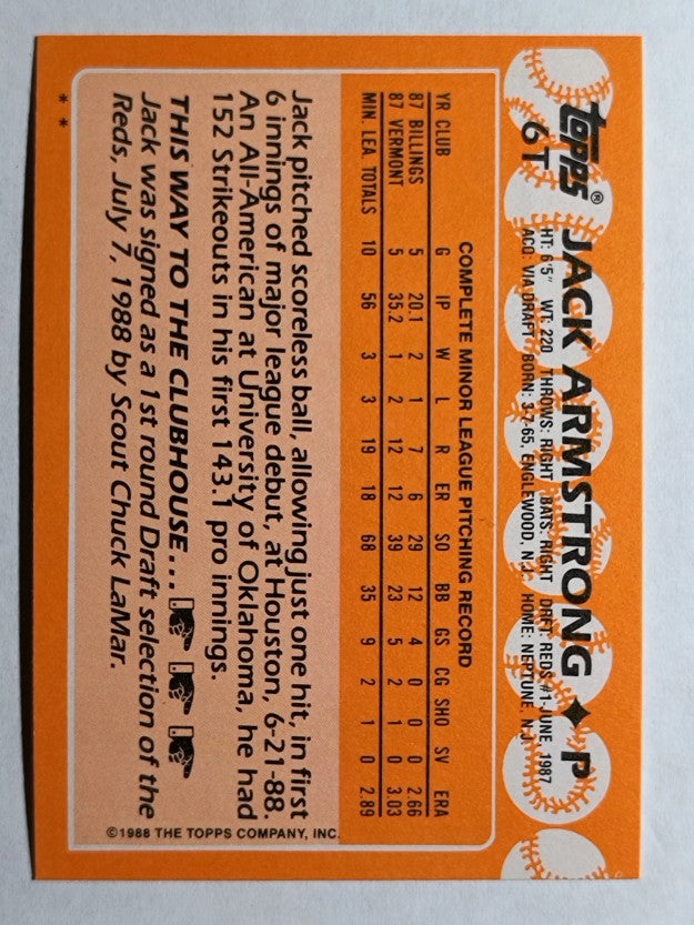 1988 Topps Traded #6T Jack Armstrong XRC