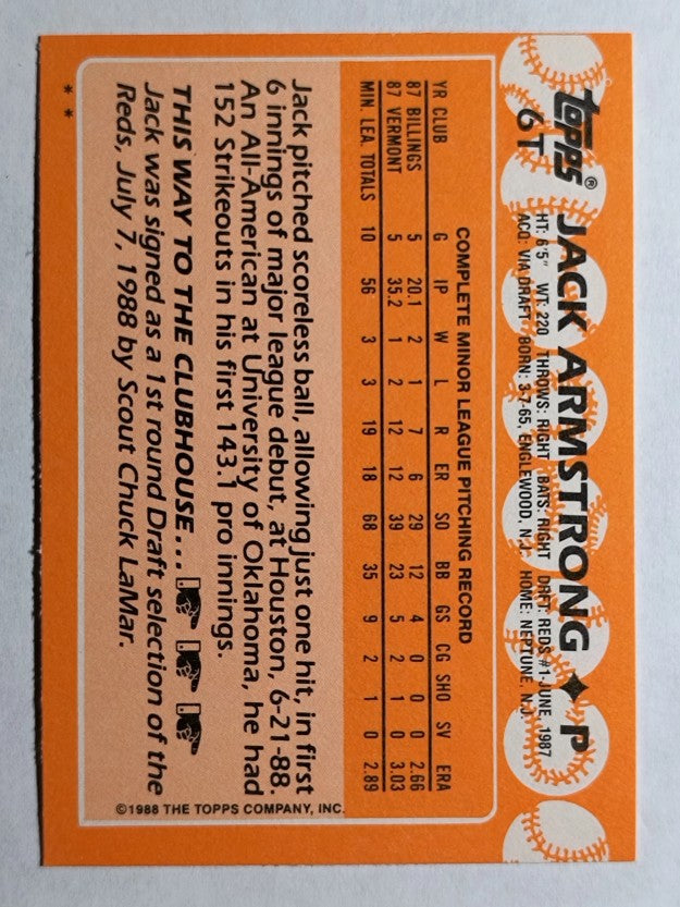 1988 Topps Traded #6T Jack Armstrong XRC