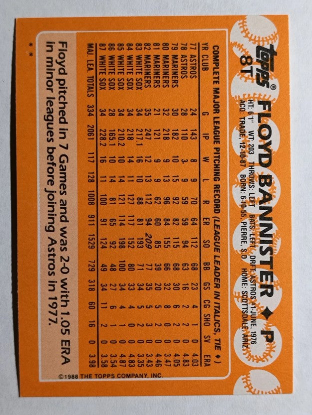 1988 Topps Traded #8T Floyd Bannister