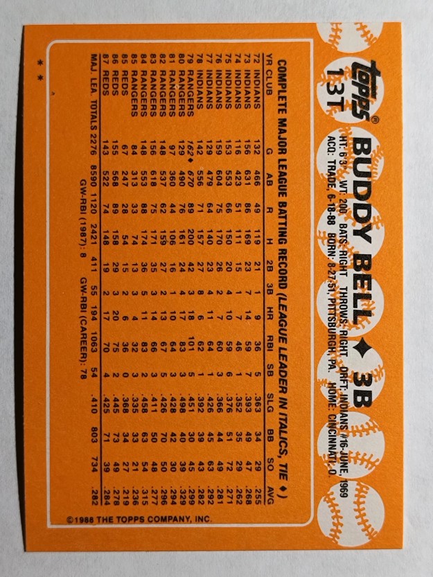 1988 Topps Traded #13T Buddy Bell