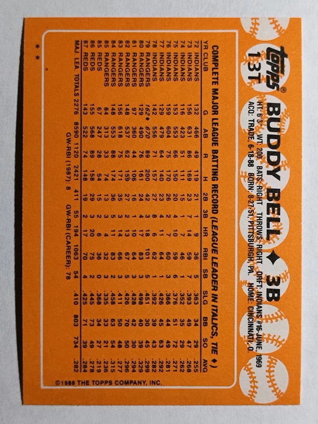 1988 Topps Traded #13T Buddy Bell