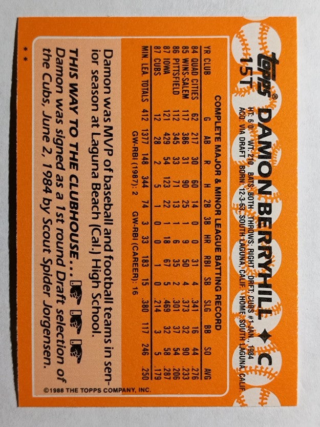 1988 Topps Traded #15T Damon Berryhill XRC
