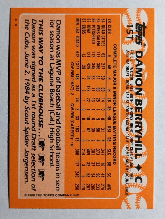 1988 Topps Traded #15T Damon Berryhill XRC