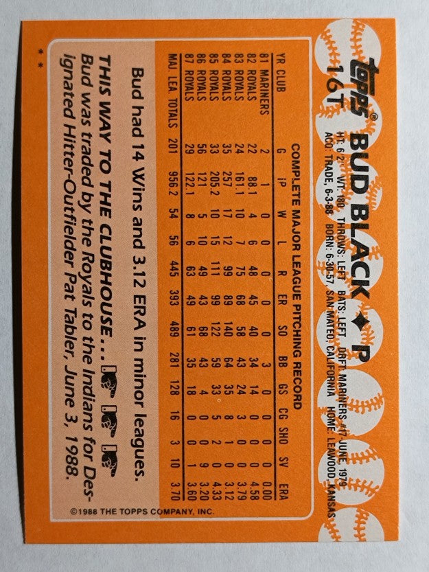 1988 Topps Traded #16T Bud Black
