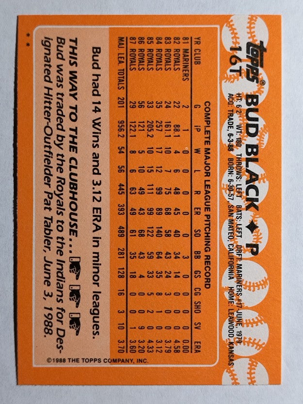 1988 Topps Traded #16T Bud Black