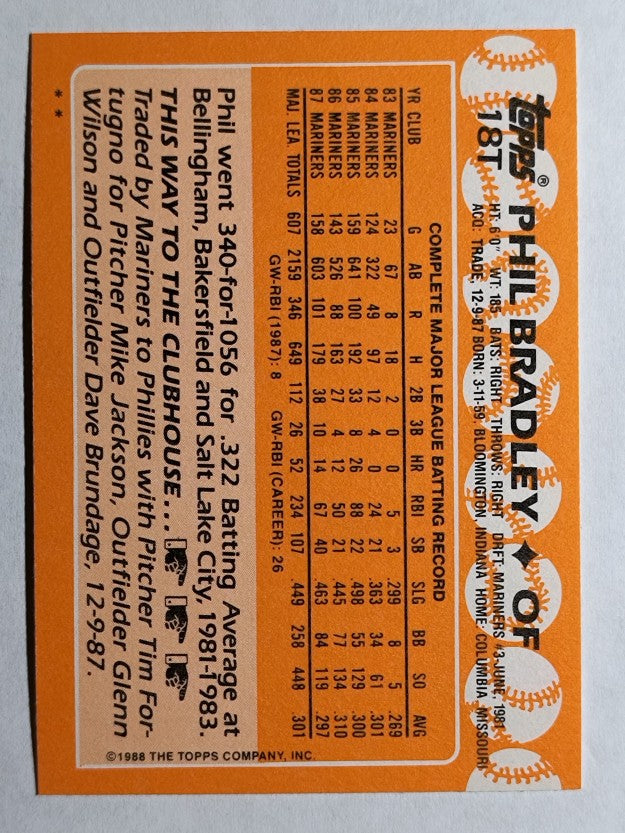 1988 Topps Traded #18T Phil Bradley