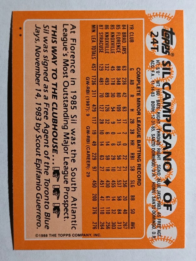 1988 Topps Traded #24T Sil Campusano