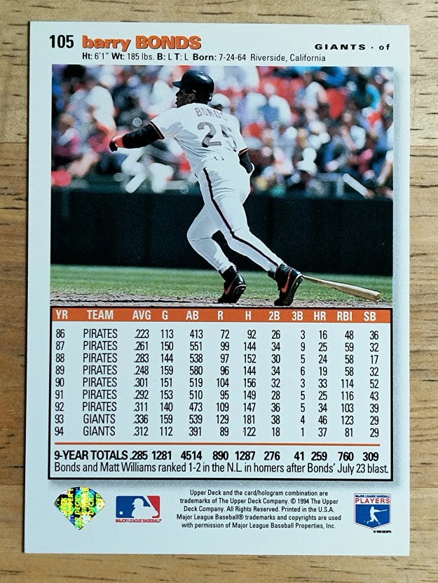 1995 Collector's Choice SE #105 Barry Bonds